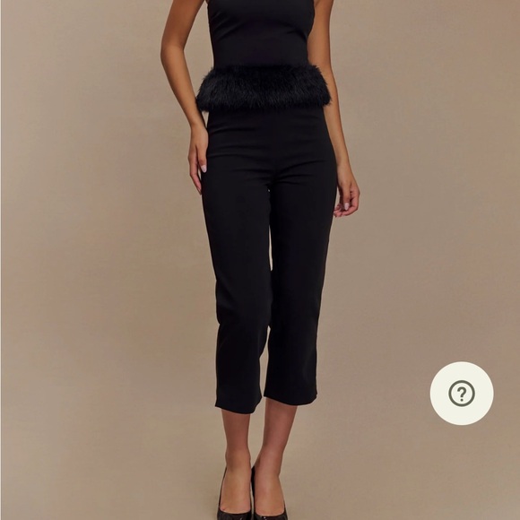 Meshki Black Strapless Top with Fur Trim - Picture 3 of 3